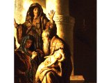 `Simeon`s Prophecy to Mary` by Rembrandt. Panel, ca. 1628. Hamburg, Kunsthalle.